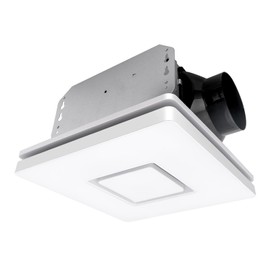 Akicon Bathroom Exhaust Fan with Light, 90 CFM, 1.5 Sones Bath Fan Light Combo, 15W Dimmable 3CCT LED Light with 5W Night Light Ventilation fan for Home, Square, White