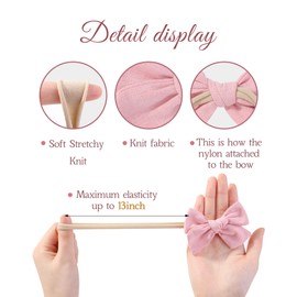 doboi 10PCS Baby Girls Headbands Hair Bows Nylon Linen Hairbands Handmade Hair Accessories for Newborn Infant Toddlers Little Girl and Kids 3.5Inches