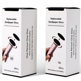 120pcs Replaceable Sandpaper Refill Discs for Electric Foot File Callus Remover Dead Skin Removal (60pcs Rough 60 Grit, 60pcs Smooth 100 Grit)