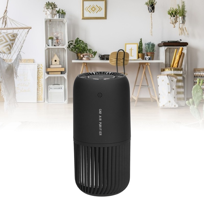 Black Air Purifier Portable USB Powered Low Noise Car Air