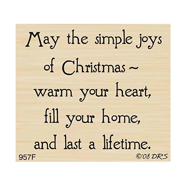 Simple Joys of Christmas Greeting Rubber Stamp by DRS Designs - Made in USA