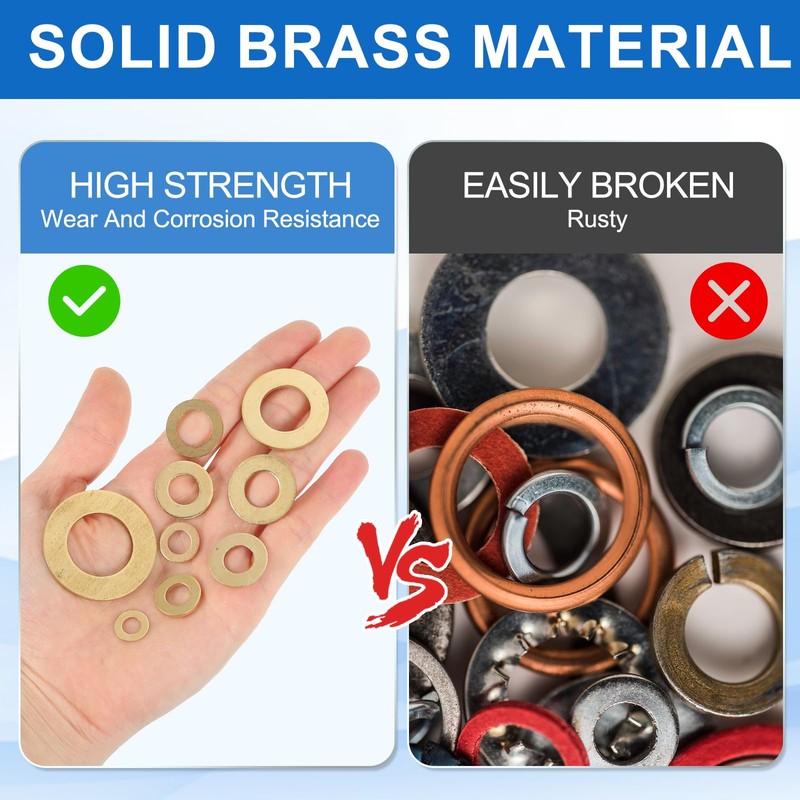 sourcing map 18 Pack Brass Flat Washer, M8 Copper Washers