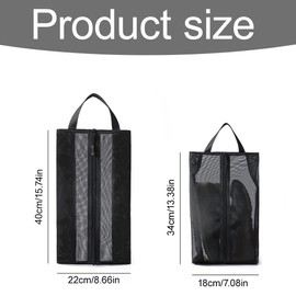 Shoe Bag Set of 2, Waterproof Shoe Bag Travel, Robust Zip, Shoe Organiser, Shoe Bag with Zip for Travel or Home Storage, Black