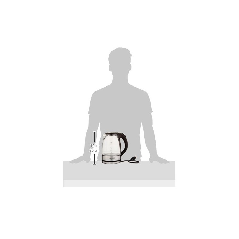Megachef Stainless Steel Light Up Tea Kettle, 1.7L, Clear Glass