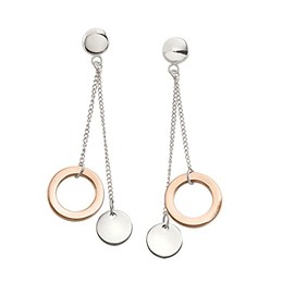 Boccia 05042-02 Women's Stud Earrings Made of Titanium in Polished Silver, Rose Gold-Plated, Hypoallergenic, Titanium, No Gemstone