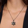 Jewish Star of David Necklace for Women Men Black Gold