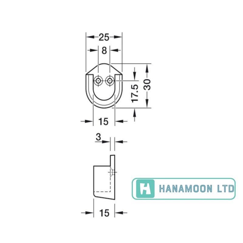 Pack of 2 White Rail End Supports for Oval Wardrobe