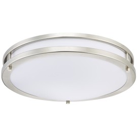 Westinghouse Lighting 6401200 Dimmable LED Flush Mount Ceiling, Brushed Nickel Finish Indoor Light Fixture, 15.75" Semi