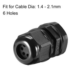 uxcell PG11 Cable Gland 6 Holes Waterproof IP68 Nylon Joint Adjustable Locknut for 1.4-2.1mm Dia Wire