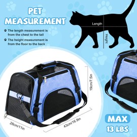 Sweetude 4 Pcs Cat Carrier Soft Pet Carrier for Cat Under 13lbs, 16.9X 11x 7.5 Inch, Soft Sided Foldable Comfortable Portable Carrying Bag for Cat Small Dog Pet Travel (Black, Gray, Pink, Blue)