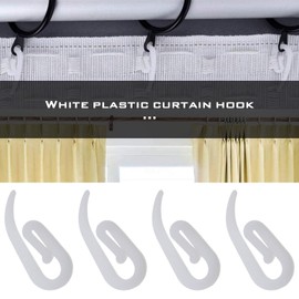 VGOL 100PCS Curtain Hooks Drapery Hooks Curtain Rollers Window Curtain Accessories for Door Curtain Shower Curtains Window Curtains Pencil Pleat Curtains White Plastic 28x12mm