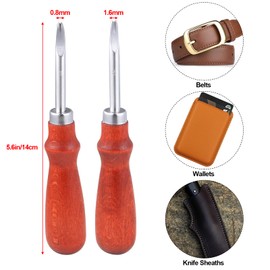 XILEWHZF Leather Edge Scraping DIY Craft Tool for Handmade Leather Grooving Tool, Leather Edge Scraping, Beveling Leather Stripping Tool 2 Sizes (1#0.8mm/5#1.6mm)