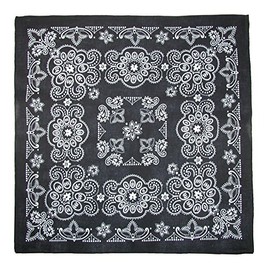 27 Inch Extra Large Cotton Paisley Bandana (Pack of 6), Black