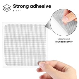 Secopad 16 Sheets Window Screen Patches Repair Kit, Grey/Black 3 Sizes Window Screen Repair Kit for Mesh Screen Door, Strong Adhesive Fiberglass Quick Screen Repair Tape