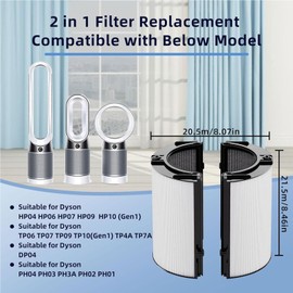Mylmusi Dyson TP06 Replacement Filter Compatible with Dyson Air Purifiers TP06 HP06 PH02 PH01 PH03 PH04 HP09 TP09 HP07 TP07 TP10 HP10, H13 HEPA Filter & Activated Carbon Filter (whilte)