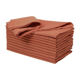Ramanta Home Linen Flax Cloth Napkins Set of 12 - Soft & Durable Hemstitched Dinner Napkin for Wedding Parties Events | Washable Premium Cotton Table Décor for Everyday Use 18x18 Inch - Rust