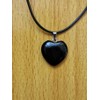 RICHARD-911 Collar Cadena Corazón Obsidiana Cuero Trenzado Joyería Pareja Amistad