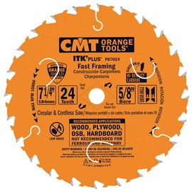 CMT P07024 ITK Plus Fast Framing Saw Blade with 7-1/4 x 24 Teeth, 10-Degree ATB Shear and 5/8-Inch Bore