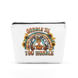 Fall Autumn Funny Turkey Cosmetic Bag Harvest Fall Leaves Makeup Bag Western Stuff Country Stuff Sunflower Gifts for Women Sister Daughter Travel Organizer Thanksgiving Christmas Birthday Gifts