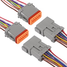 2 Sets Deutsch DT 12 Pin Waterproof Connector 12 Way Male Female Automotive Waterproof Electrical Connector Plug with 16 AWG Cable Wire for Car Truck Boats