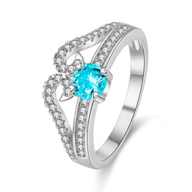 Uloveido Lab Blue Diamond Princess Crown Promise Birthstone Ring for Teen Girls with CZ Stones Size S Y2867
