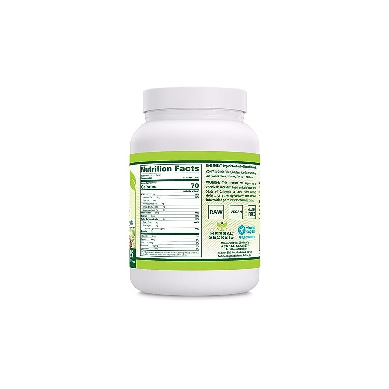 Herbal Secrets USDA Organic Ground Flaxseeds 2 Lbs Powder |
