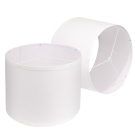 SWAIFDEE Fabric Lamp Shades Set of 2, 13" Top x14" Bottom x 10" High, Detachable White Bamboo Textured Linen Drum Lampshades for Table Lamps, Floor Lamps, Pendant Lights