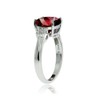 Ice Gems Sterling Silver Created Ruby Red and Cushion-cut Ring,