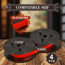 4Pack Sharp EL-1197PIII Calculator Ribbon，Canon MP11DX Calculator Ink Ribbon Red/Black，, Compatible Sharp EL-2196BL, Casio DR-210R, Suitable for Most Models, Easy to Install, Large Capacity