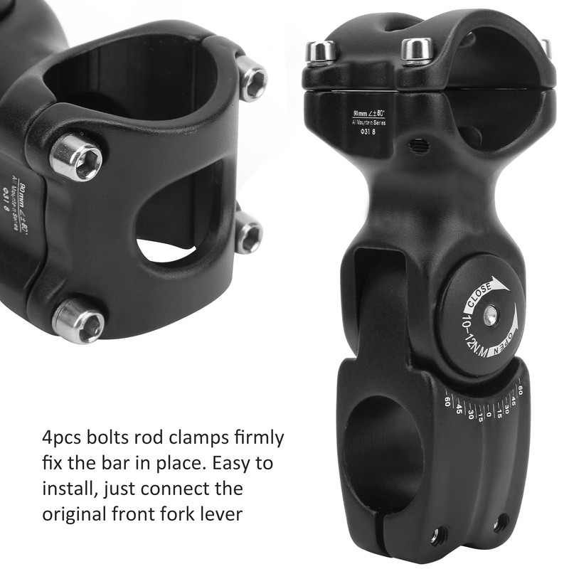 LUNJE 31.8x90mm Bicycle Angle Adjustable Handlebar Stem Riser Aluminium Alloy