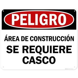 Danger Construction Area Hard Hat Required OSHA Sign, 24x30 Inches, 55 mil thick HDPS (high density polystyrene), Made in USA by My Sign Center