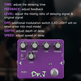 JOYO Delay Pedal Echoes Digital Multi Delay Pedal with Modulation for Electric Guitar Effects High-end Edition Dr.J Series (D54)