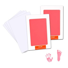 Baby Handprint and Footprint Imprint Clean Touch Ink Pad with 4 High Quality Printing Cards Safe Non-Toxic Ink Pad Kit for Newborns 0-6 Months Girls and Boys (Black)