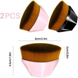 JSBelle Brocha de maquillaje de base, Cepillo Kabuki Flat Top para cosméticos de base (2 piezas)