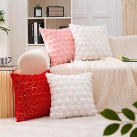 VAKADO Valentines Day Throw Pillow Covers 18x18 Set of 2 Pink Decorative Love Hearts Lover Square Cushion Cases Couch Home Decor Gift for Sofa