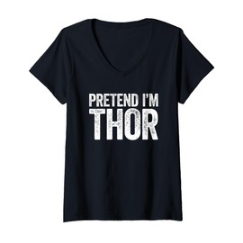 Womens Pretend I'm A Thor Shirt Adult Kids Men Women Fairy Costume V-Neck T-Shirt