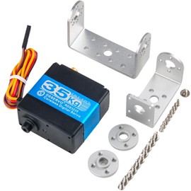 Wishiot RDS3235 Digital Servo Robot Servo Coreless Motor 35KG High Torque Metal Gear DC5-7.4V with U- Shaped Servo Bracket Arm Plate for DIY Robotic (180 Degree)