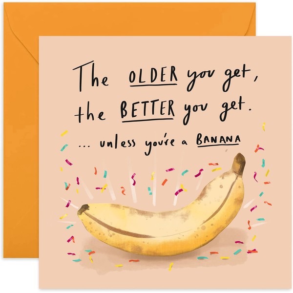 Old English Co. Funny Banana Birthday Card - Joke Older