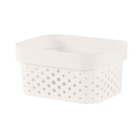 CURVER | Infinity Dots Xs 1.4 Litre Recycled Basket, White, 100% Recycled Material, 17 x 12.6 x 8.4 cm