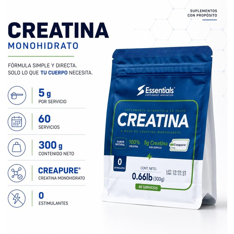 Essentials Innovation Creatina monohidratada Creapure ® (300)