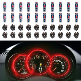 RGOAANC 20PCS T5 LED Lights for Car Dashboard, Dashboard Bulbs, T5 37 74 LED Bulb with Twist Lock Socket, Car Accessories Bright Light for Instrument Cluster Dashboard Panel Gauge Indicator (Red)