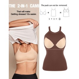 ANYFITTING Womens Racerback Ribbed Tank Top Camisole with Built in Bra Running Yoga Sport Bra Athletic Slim Sleeveless Summer Top