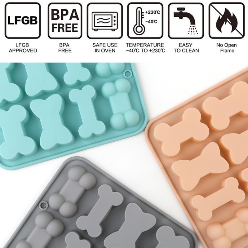 3Pack Dog Bone Silicone Mold, Dog Treat Mold,Baking Mold, Used
