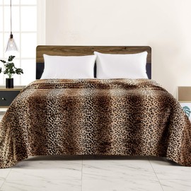 Viviland Flannel Fleece Blanket King Size 90x108 inches, Lightweight, Super Soft Cozy Warm Blanket, Leopard Print
