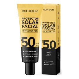 Protector Solar Facial Fps 50 Quotidien - Protección De Amplio Espectro Dermatológicamente Probado - Bloqueador Alta Cobertura con Textura Ligera, Aca