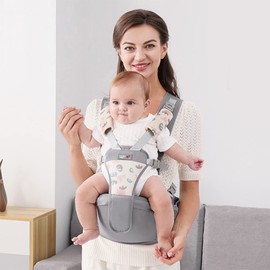 SONARIN Simple Baby Carrier Hip Seat, Multifunctional Breathable Baby Carrier Baby Hip Seat Child Carrier Ergonomic Baby Carrier System Belly Carrier Back Carrier for 0-36 Months (Grey)