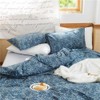 MKXI King Comforter Set Lightweight Bedding Set Blue Flowers and