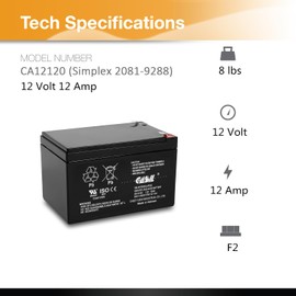 Casil 12v 12ah F2 Sealed Lead Acid AGM Rechargeable Deep Cycle Battery (2 Pack)