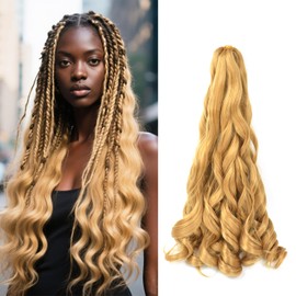 French Curly Braiding Hair 24 Inch Pre Stretched Loose Wavy Braiding Hair Extensions for Women Daily Wear (8 Packs, 27#)