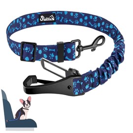 Eyein Dog Seat Belt, 2 in 1 Attachment Dog Car Harnesses Belt, Hook Latch Bar & Seatbelt Buckle with Anti Shock Elastic Nylon Bungee Buffer, Adjustable Reflective Duty Pet Safety Belts for Vehicle
